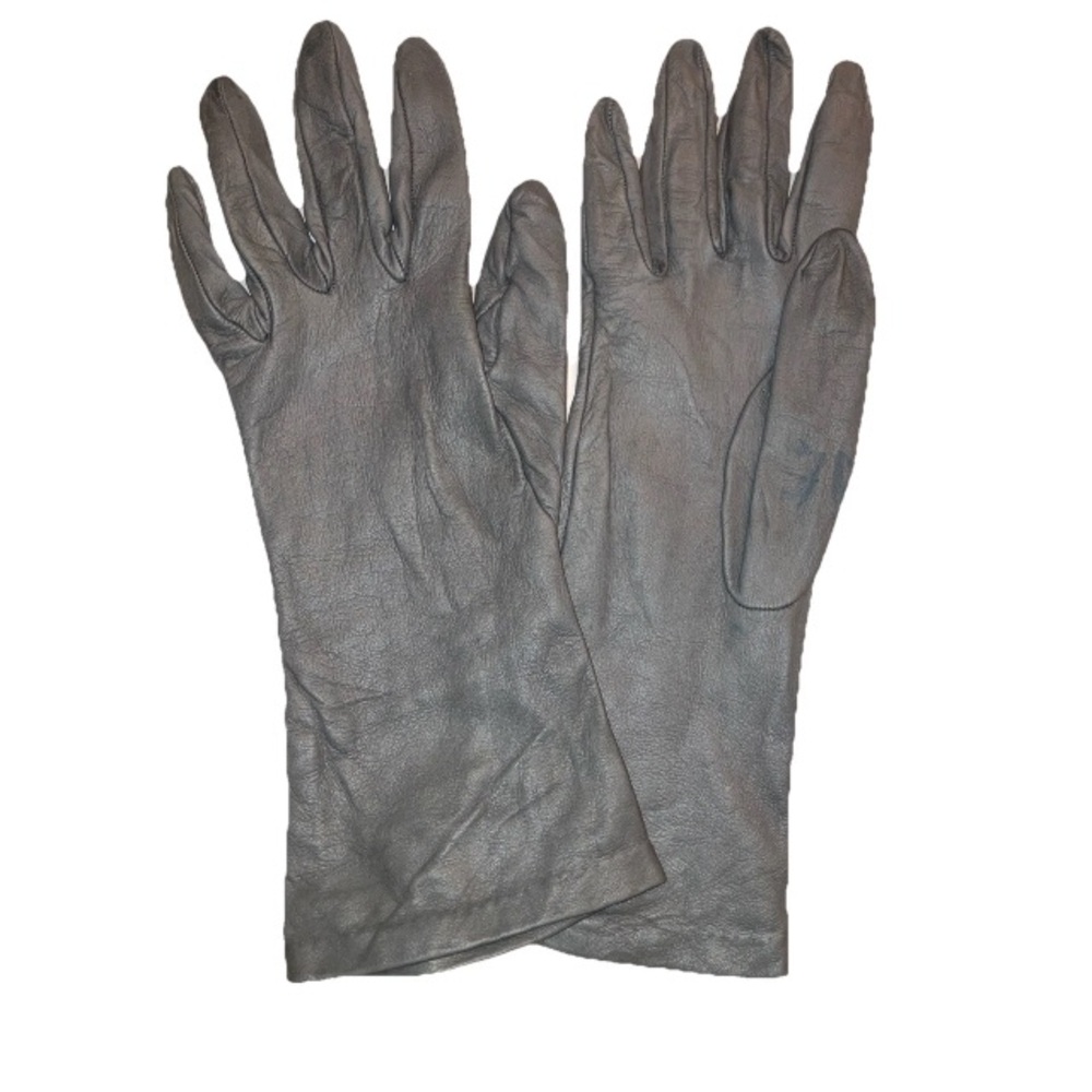 Vintage Leather Winter Gloves Women’s Silk Lined Butter Soft Grey Medium